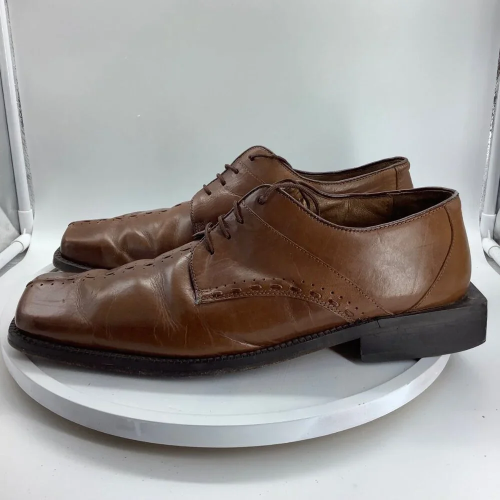 Fratelli Rosetti Leather Square Toe Oxford Lace Up Dress Shoes Men 12 Brown‎